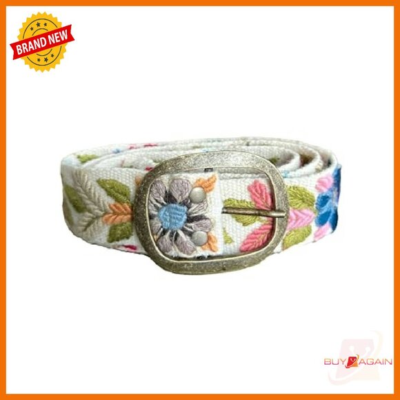 Handmade Embroidered Floral Belt Adjustable Canvas Women's Accessory - Picture 2 of 8